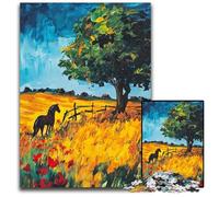 Puzzle da 1000 pezzi per adulti o famiglie, puzzle di cartone con pittura a olio di prateria, giochi divertenti, ideali come regalo per tutta la famiglia, per età 14 anni, 26x38cm