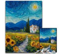 Puzzle da 1000 pezzi per adulti o famiglie, puzzle in legno con pittura a olio di girasole, giochi divertenti, ideali come regalo per tutta la famiglia, per età 14 anni, 50x75cm