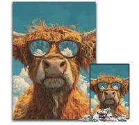 Puzzle da 1000 pezzi per adulti o famiglie, Yak con gli occhiali, puzzle in cartone, rompicapo educativo, decorazione artistica per casa e ufficio, età 14+, 26x38cm