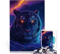 Puzzle da 1000 pezzi per adulti, occhi di tigre neri, glitter sullo sfondo del puzzle, ottimo regalo per adolescenti dai 14 anni in su, 26 x 38 cm