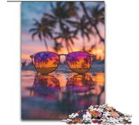 Puzzle da 1000 pezzi per adulti, occhiali da sole sulla spiaggia, perfetto per il divertimento in famiglia a Natale, Ringraziamento, compleanni e Pasqua, 50x75cm