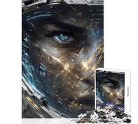 Puzzle da 1000 pezzi per adulti Occhio di astronauta che riflette le luci della città Giocattolo educativo Regalo di compleanno Giochi divertenti con poster abbinato e foglio di quiz 38x26cm