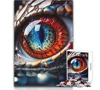Puzzle da 1000 pezzi per adulti Occhio di drago rosso e blu Goditi un dolce relax e svago Vestibilità stabile Taglio preciso Dimensioni del giocattolo: 38x52cm