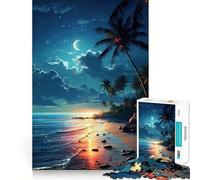 Puzzle da 1000 pezzi per adulti,Oceano Blu Cielo Notturno,gioco di incastro preciso,gioco per allenare la mente,regalo rilassante,divertimento per compleanno 38x26cm
