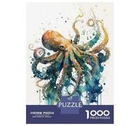 Puzzle Da 1000 Pezzi Per Adulti Octopus in Watercolor Puzzle Per Adulti Gioco Rompicapo Difficile Sfida Educativa Difficile 38x26cm/1000pcs