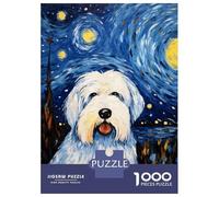 Puzzle Da 1000 Pezzi Per Adulti Old English Sheepdog Night Puzzle Per Adulti Gioco Rompicapo Difficile Compleanno E Natale 52x38cm/1000pcs