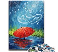 Puzzle da 1000 pezzi per adulti Ombrello rosso in una giornata piovosa Puzzle da 1000 pezzi, giochi educativi Decorazione per la casa Regalo di compleanno, regali, arte murale (50x75cm)