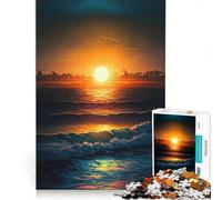 Puzzle da 1000 pezzi per adulti Onde al tramonto sull'oceano Gioco impossibile Sfida difficile Rafforza l'amore tra le coppie 50x75cm