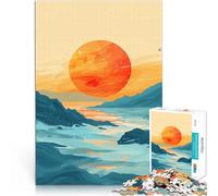 Puzzle da 1000 pezzi per adulti Onde dell'oceano Raggi di sole Sfida di gioco educativo giocattolo con poster abbinato e foglio di quiz 52x38cm