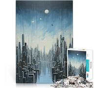 Puzzle da 1000 pezzi per adulti Opera d'arte sullo skyline della città Antistress Sfida difficile Migliorare l'amore tra le coppie 38x26cm