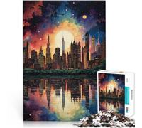 Puzzle da 1000 pezzi per adulti Opera d'arte sullo skyline della città Giochi Giocattoli Regalo con poster abbinato e foglio di quiz 38x26cm