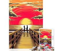 Puzzle da 1000 pezzi per adulti ora d'oro tramonto abbraccio sull'oceano giocattolo educativo regalo di compleanno gioco impossibile migliorare l'amore tra coppie dimensioni 50x75cm