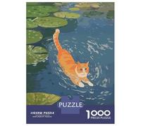 Puzzle Da 1000 Pezzi Per Adulti Orange Cat Swimming Puzzle Giochi Rilassanti Decorazione Per La Casa Regali Unici Per Compleanno E Natale 38x26cm/1000pcs