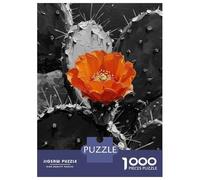 Puzzle Da 1000 Pezzi Per Adulti Orange Flower on Black And White Cactus Puzzle Per Adulti Giochi Per Famiglie Taglio Di Precisione Regalo Di Compleanno, Regali, 70x50cm/1000pcs