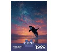Puzzle Da 1000 Pezzi Per Adulti Orca Breaching at Sunset Under Stars Puzzle Per Adulti Gioco Rompicapo Assemblaggio Di Modelli Difficile E Impegnativo 70x50cm/1000pcs