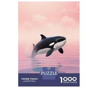 Puzzle Da 1000 Pezzi Per Adulti Orca Breaching in Pink Sky Puzzle Per Adulti Giochi Rilassanti Per Divertimento in Famiglia Riduzione Dello Stress Regali 52x38cm/1000pcs