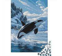 Puzzle Da 1000 Pezzi Per Adulti Orca Whale Jumping Art Print Puzzle Per Adulti Gioco Pratico Decorazione Da Parete Ottimo Regalo Per I Giocatori 52x38cm/1000pcs