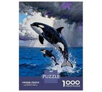 Puzzle Da 1000 Pezzi Per Adulti Orcas Leaping from The Ocean Painting Puzzle Per Adulti Giocattoli Antistress Taglio Di Precisione Regali Per Amici E Familiari 70x50cm/1000pcs