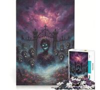 Puzzle da 1000 pezzi per adulti: Orda di zombie che emerge dal cancello del cimitero giocattolo educativo interazione genitore-figlio compleanno e Natale 38x52cm
