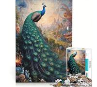 Puzzle da 1000 pezzi per adulti "Orgoglioso pavone e serraglio" gioco per famiglie rilassante e stimolante per la mente collezione d'artista belle arti 50x75cm