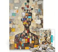 Puzzle da 1000 pezzi per adulti originale "L'uomo appuntato ai pensieri" giocattolo educativo rilassante e stimolante per l'intelletto ottimo regalo per gli amanti dei videogiochi 38x26cm