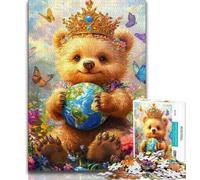 Puzzle da 1000 pezzi per adulti orsacchiotto che tiene la terra puzzle da 1000 pezzi per adolescenti per età 14+ gioco impossibile adulti e adolescenti (26x38cm)