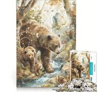 Puzzle da 1000 pezzi per adulti: Orsi e cuccioli nella foresta, giocattolo fai-da-te, interazione genitore-figlio, collezione d'artista, belle arti 38x26cm