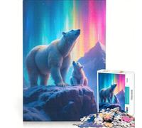 Puzzle da 1000 pezzi per adulti Orsi polari sotto l'aurora boreale gioco impossibile impegnativo da completare ideale come regalo 50x75cm