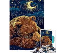Puzzle da 1000 pezzi per adulti "Orso addormentato sotto una notte stellata" Gioco interattivo per adulti ideale come regalo per donne o per tutta la famiglia (dimensioni 38x52cm)