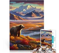 Puzzle da 1000 pezzi per adulti Orso bruno autunno natura Vacanza a casa: uccidere il tempo Giocattoli per la decorazione della casa 38x52cm