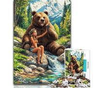 Puzzle da 1000 pezzi per adulti, orso bruno e bambina, giochi educativi, decorazione per la casa, ideale come regalo per tutta la famiglia (75x50cm)