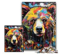 Puzzle da 1000 pezzi per adulti, orso bruno, graffiti, puzzle per adulti, 26x38cm, Halloween, Pasqua, Capodanno