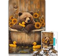 Puzzle da 1000 pezzi per adulti Orso bruno nel water Puzzle per adolescenti, regalo di compleanno, regali, arte murale per età 14 anni in su 50x75cm