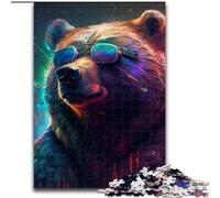 Puzzle da 1000 pezzi per adulti, orso bruno, puzzle in legno, dimensioni 50x75cm, perfetti per il divertimento in famiglia a Natale, Ringraziamento, compleanni e Pasqua.