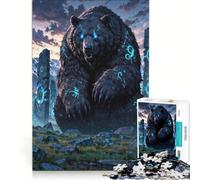 Puzzle da 1000 pezzi per adulti: Orso dalle rune antiche, Guardiano delle pietre mistiche, gioco pratico, migliora la memoria, ideale come regalo per tutta la famiglia 38x52cm