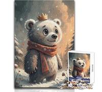 Puzzle da 1000 pezzi per adulti Orso invernale Re Rilassante Tempo libero Preciso Interblocco Precisione Giocattolo Dimensioni 50x75cm