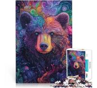 Puzzle da 1000 pezzi per adulti orso nell'arte colorata Giocattolo educativo intellettuale decomprimente Migliorare l'amore tra le coppie 52x38cm