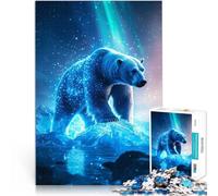 Puzzle da 1000 pezzi per adulti Orso polare nell'aurora boreale Giocattolo educativo antistress offerte come regali per tutta la famiglia 75x50cm