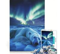 Puzzle da 1000 pezzi per adulti orso polare sotto l'aurora boreale gioco rilassante taglio di precisione adatto come decorazione da scrivania 50x75cm