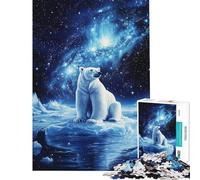 Puzzle da 1000 pezzi per adulti orso polare sotto le stelle gioco educativo e stimolante per l'analisi e la logica ideale come regalo di compleanno (dimensioni 38x52cm)