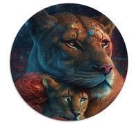 Puzzle da 1000 pezzi per adulti "Osservare le stelle, Leone e Amore", puzzle rotondo da 1000 pezzi, attività per famiglie, decorazione fai da te per la casa, regalo di Natale (67,5x67,5cm)