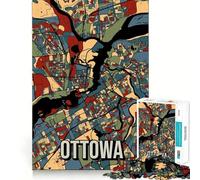 Puzzle da 1000 pezzi per adulti,Ottawa,Canada,con mappa della città dai toni della terra,disegno nitido e incisivo,sfida intelligente,gioco divertente per il tempo libero,decorazione da parete