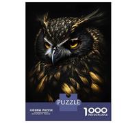 Puzzle Da 1000 Pezzi Per Adulti Owl Black Gold Puzzle Gioco Rompicapo Regalo Per Donne Difficile E Stimolante 70x50cm/1000pcs