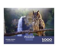 Puzzle Da 1000 Pezzi Per Adulti Owl on Branch with Waterfall Puzzle Per Adulti Gioco Rompicapo Assemblaggio Di Modelli Difficile E Impegnativo 70x50cm/1000pcs