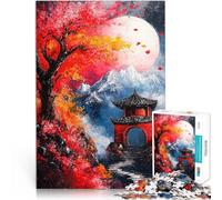 Puzzle da 1000 pezzi per adulti Paesaggio al chiaro di luna della pagoda giapponese Analisi e logica Collezione di artisti, Belle arti 75x50cm