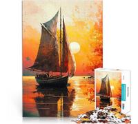 Puzzle da 1000 pezzi per adulti Paesaggio al tramonto in barca a vela sfida educativa Ogni pezzo è unico - Gioco divertente e stimolante per tutta la famiglia 52x38cm