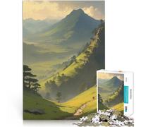 Puzzle da 1000 pezzi per adulti Paesaggio anime lo-fi di una valle di montagna Gioco intellettuale è ideale come regalo per tutta la famiglia 52x38cm