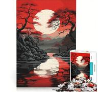 Puzzle da 1000 pezzi per adulti paesaggio asiatico con cielo rosso gioco impossibile analisi e logica per rafforzare l'amore tra le coppie 50x75cm