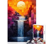 Puzzle da 1000 pezzi per adulti paesaggio astratto con cascata in stile geometrico decorazione per la casa giocattoli opere d'arte regalo gioco educativo difficile e impegnativo dimensioni 50x75cm