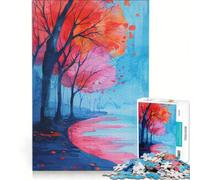 Puzzle da 1000 pezzi per adulti paesaggio autunnale ad acquerello con alberi rossi gioco impossibile decorazione per la casa ideale come regalo per tutta la famiglia 38x52cm